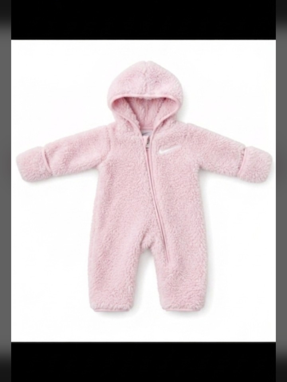 Nike Baby Pink Sherpa Newborn Jacket with Logo